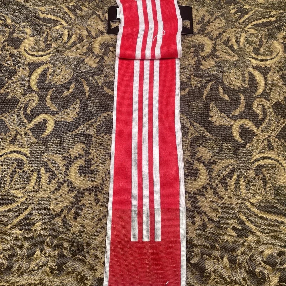 Adidas Manchester United Red White 3 Stripes Soccer Scarf New